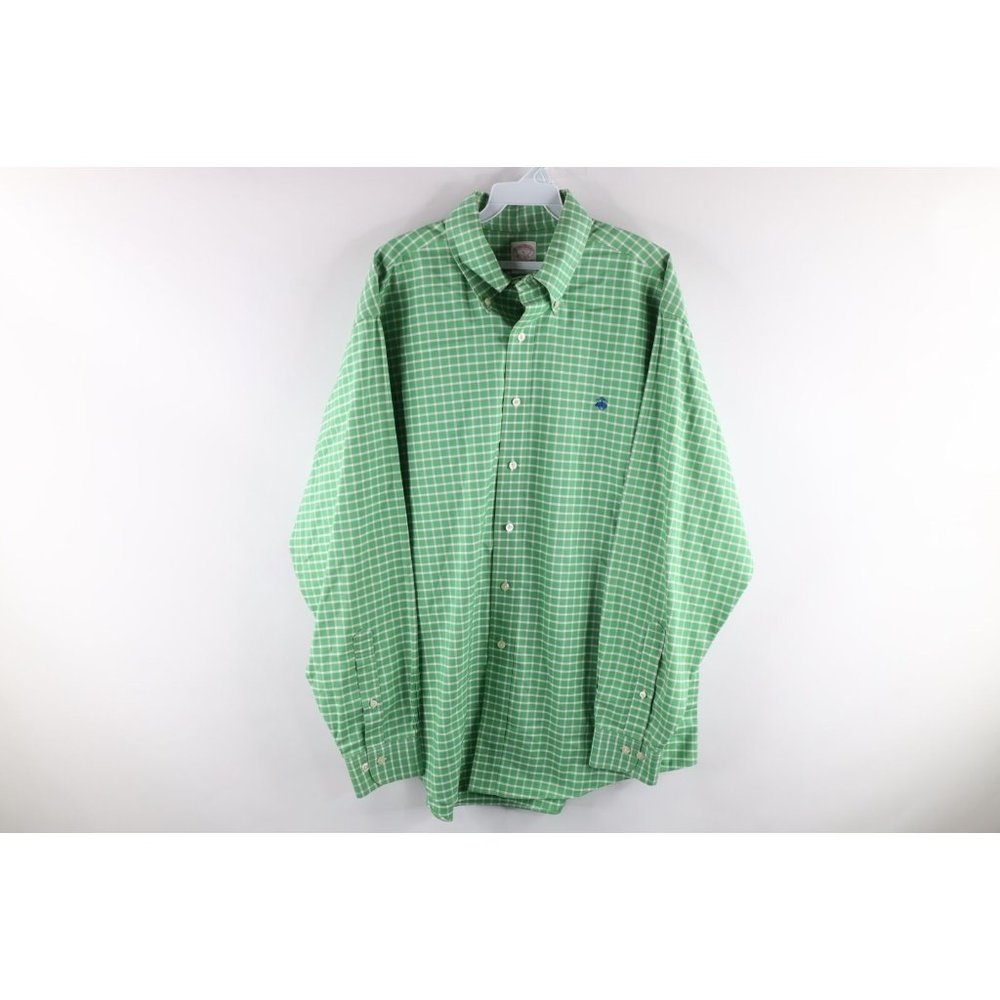 Brooks Brothers Mens Large Regular Fit Non Iron Checkered Plaid Button Shirt